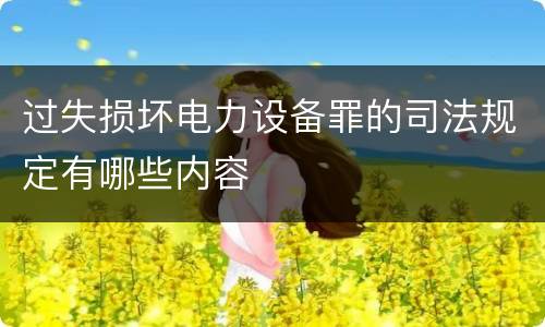 过失损坏电力设备罪的司法规定有哪些内容