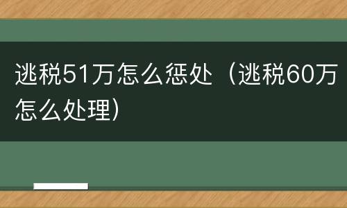逃税51万怎么惩处（逃税60万怎么处理）