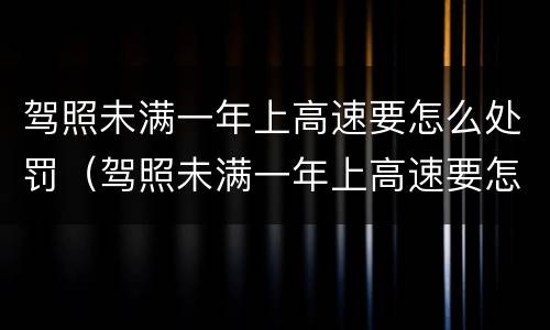 驾照未满一年上高速要怎么处罚（驾照未满一年上高速要怎么处罚呢）