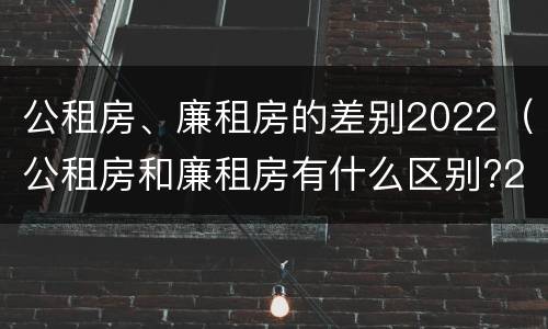 公租房、廉租房的差别2022（公租房和廉租房有什么区别?2019年的）