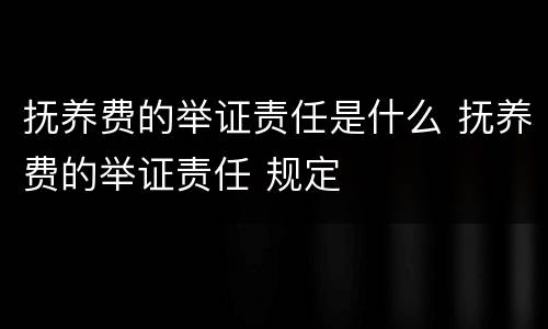 抚养费的举证责任是什么 抚养费的举证责任 规定