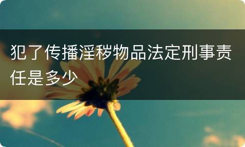 犯了传播淫秽物品法定刑事责任是多少