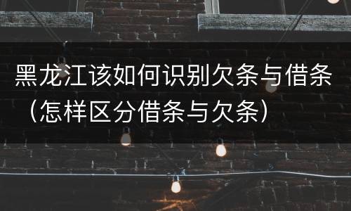 黑龙江该如何识别欠条与借条（怎样区分借条与欠条）