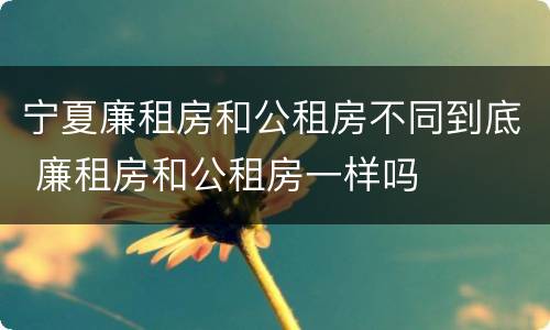 宁夏廉租房和公租房不同到底 廉租房和公租房一样吗