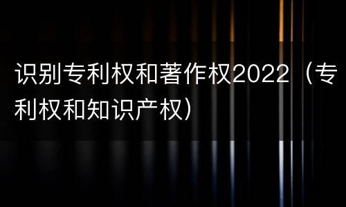 识别专利权和著作权2022（专利权和知识产权）