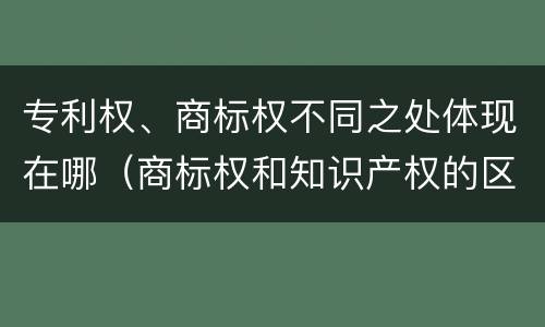 专利权、商标权不同之处体现在哪（商标权和知识产权的区别）
