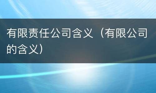有限责任公司含义（有限公司的含义）