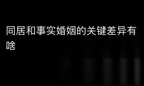 同居和事实婚姻的关键差异有啥