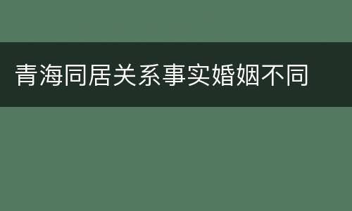 青海同居关系事实婚姻不同