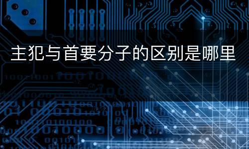 主犯与首要分子的区别是哪里