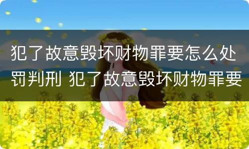 犯了故意毁坏财物罪要怎么处罚判刑 犯了故意毁坏财物罪要怎么处罚判刑多少年