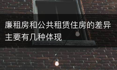 廉租房和公共租赁住房的差异主要有几种体现