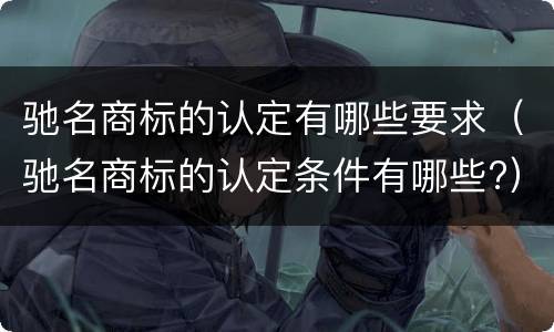 驰名商标的认定有哪些要求（驰名商标的认定条件有哪些?）