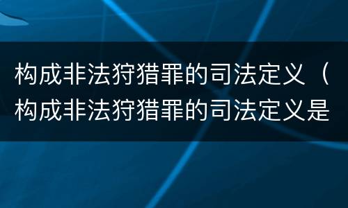 构成非法狩猎罪的司法定义（构成非法狩猎罪的司法定义是）