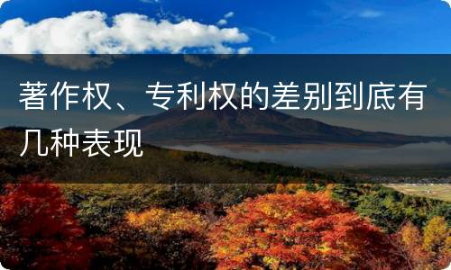 著作权、专利权的差别到底有几种表现