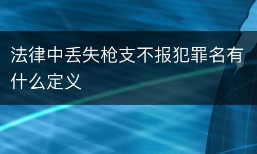 法律中丢失枪支不报犯罪名有什么定义