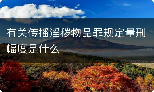 有关传播淫秽物品罪规定量刑幅度是什么