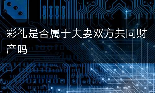 彩礼是否属于夫妻双方共同财产吗