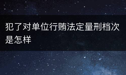 犯了对单位行贿法定量刑档次是怎样
