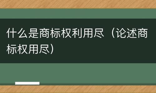 什么是商标权利用尽（论述商标权用尽）