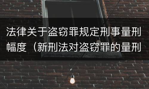 法律关于盗窃罪规定刑事量刑幅度（新刑法对盗窃罪的量刑标准）