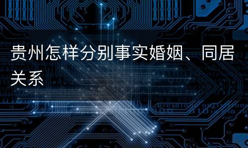 贵州怎样分别事实婚姻、同居关系