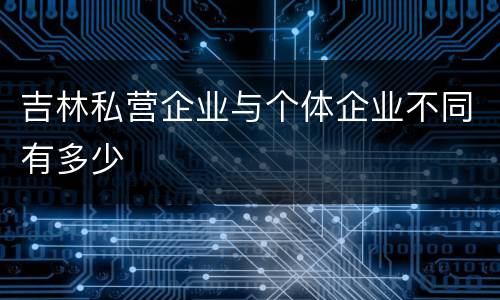 吉林私营企业与个体企业不同有多少