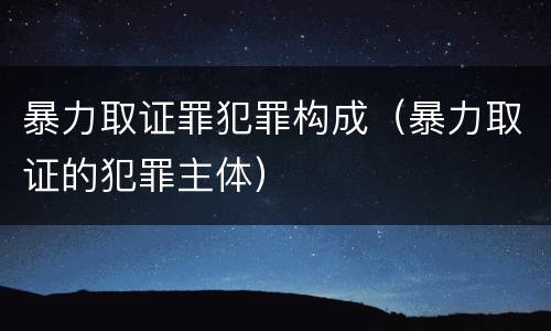 暴力取证罪犯罪构成（暴力取证的犯罪主体）
