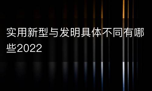 实用新型与发明具体不同有哪些2022