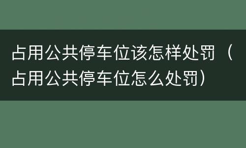 占用公共停车位该怎样处罚（占用公共停车位怎么处罚）