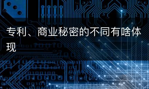 专利、商业秘密的不同有啥体现