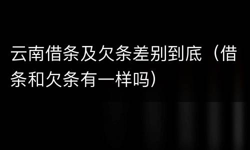 云南借条及欠条差别到底（借条和欠条有一样吗）