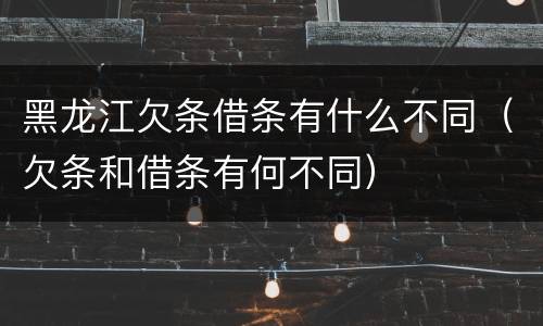 黑龙江欠条借条有什么不同（欠条和借条有何不同）