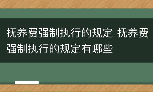 抚养费强制执行的规定 抚养费强制执行的规定有哪些
