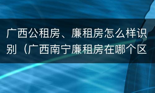 广西公租房、廉租房怎么样识别（广西南宁廉租房在哪个区域）