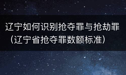 辽宁如何识别抢夺罪与抢劫罪（辽宁省抢夺罪数额标准）