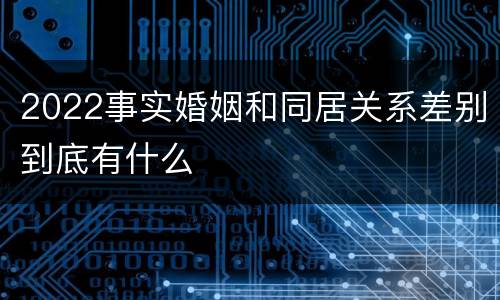2022事实婚姻和同居关系差别到底有什么