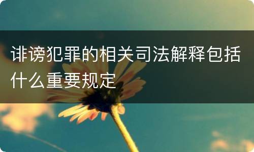诽谤犯罪的相关司法解释包括什么重要规定