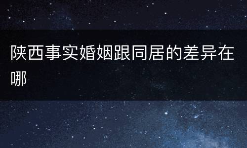陕西事实婚姻跟同居的差异在哪