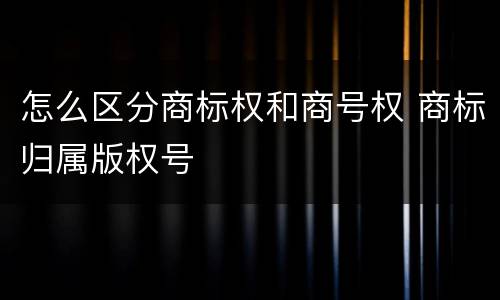 怎么区分商标权和商号权 商标归属版权号