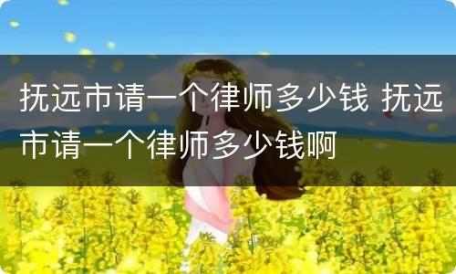 抚远市请一个律师多少钱 抚远市请一个律师多少钱啊
