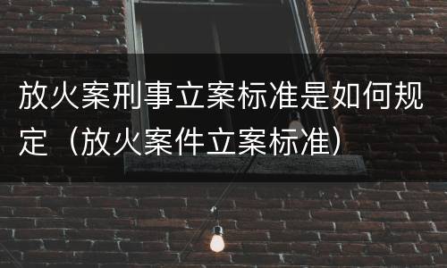 放火案刑事立案标准是如何规定（放火案件立案标准）