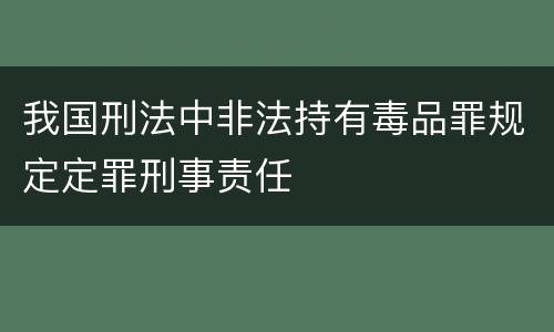 我国刑法中非法持有毒品罪规定定罪刑事责任