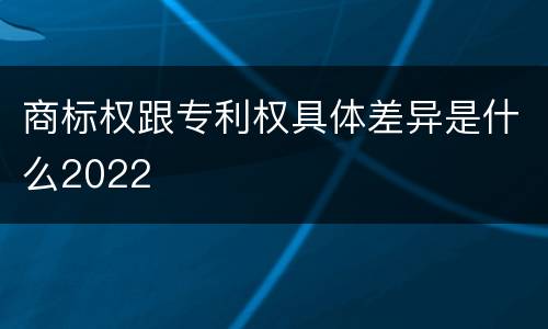 商标权跟专利权具体差异是什么2022