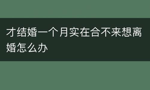 才结婚一个月实在合不来想离婚怎么办