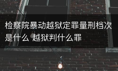 检察院暴动越狱定罪量刑档次是什么 越狱判什么罪