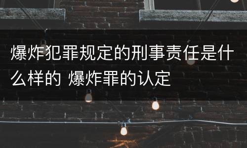 爆炸犯罪规定的刑事责任是什么样的 爆炸罪的认定