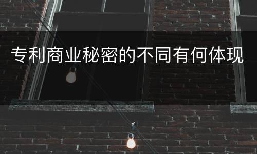 专利商业秘密的不同有何体现