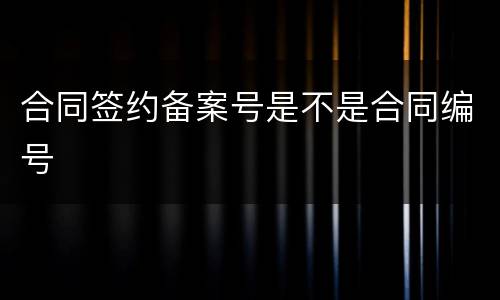 合同签约备案号是不是合同编号