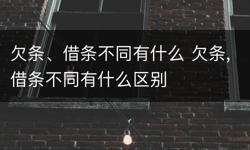 欠条、借条不同有什么 欠条,借条不同有什么区别